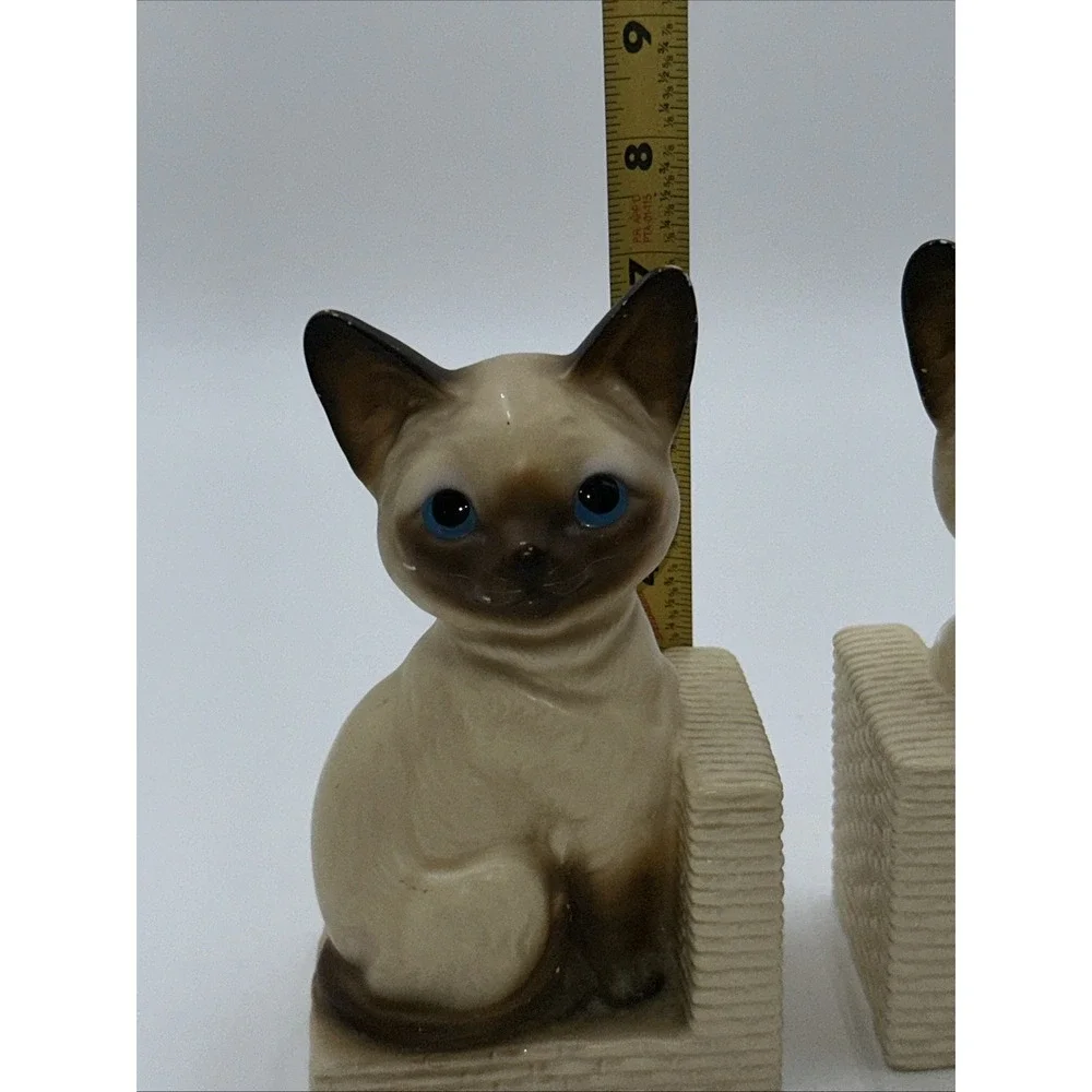 Vintage Cats Kittens Bookends Sand Filled Mid Century Calico Collectible